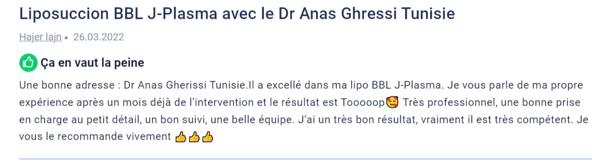 Liposuccion BBL J-Plasma avec le Dr Anas Ghressi Tunisie